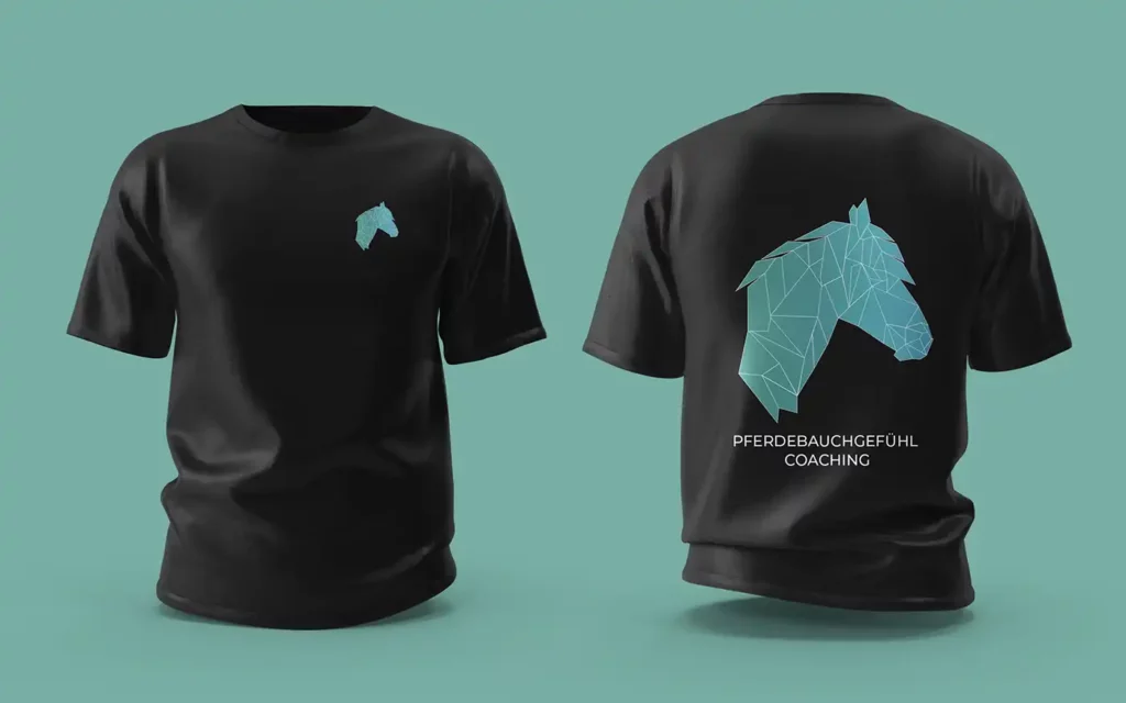 Teamkleidung von Pferdebauchgefühl, schwarze T-Shirts mit dem Logo